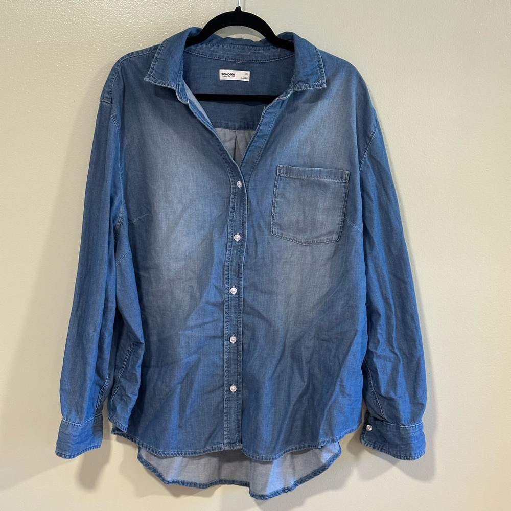 Sonoma Women's Denim Blue Button Down Shirt